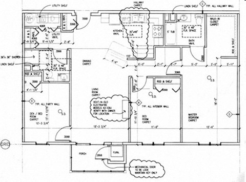 Floor plan for 3 beds, 2 baths, 1312 sqft
